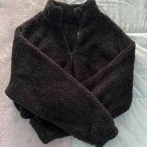cute super soft cropped top quarter zip sherpa